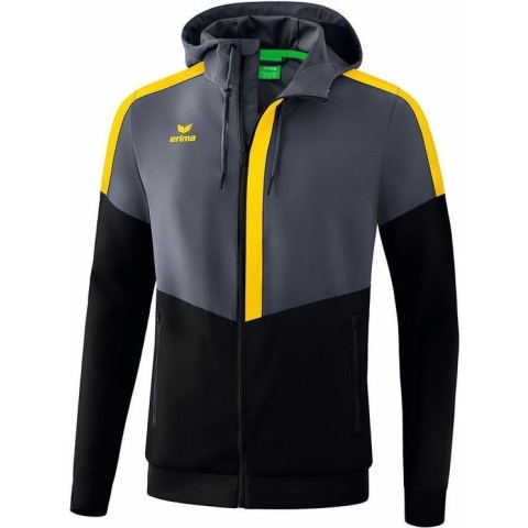 Erima Squad Tracktop Jack Met Capuchon Slate Grijs-Zwart-Geel Maat 3XL