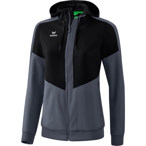 Erima Squad Tracktop Jack Met Capuchon Dames Zwart-Slate Grijs Maat 42