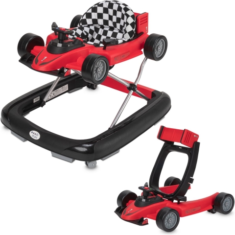 ib style® Loopstoel Babywalker - Baby Loopwagen - Looptrainer - 2-in-1 Racer - Hoogte verstelbaar - Met Geluidseffecten - Little Speedster - Rood