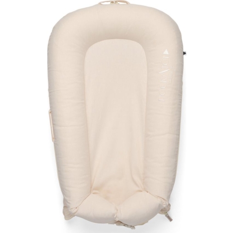 DockAtot Sleepyhead Deluxe+ Zand Beige Chambray 2023 - babynestje - ademend materiaal - 0 tot 8 maanden