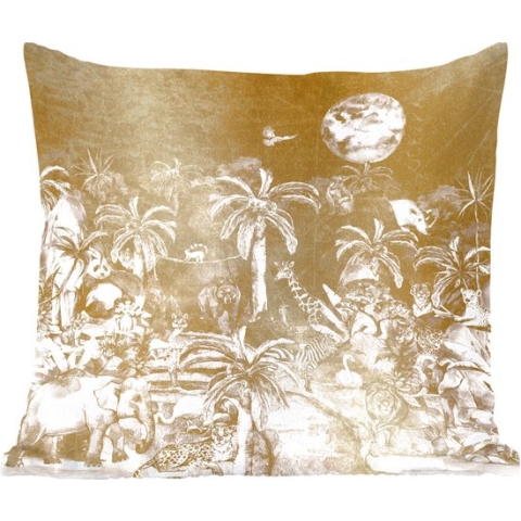 Sierkussens - Kussentjes Woonkamer - 60x60 cm - Jungle - Goud - Kinderen - Planten - Dieren