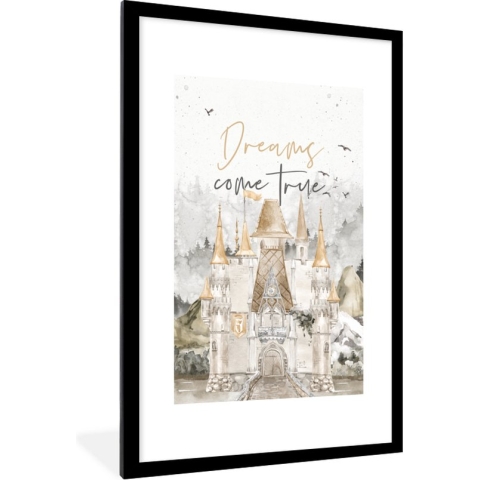 Fotolijst incl. Poster - Spreuken - Dreams come true - Quotes - Kids - Baby - 60x90 cm - Posterlijst