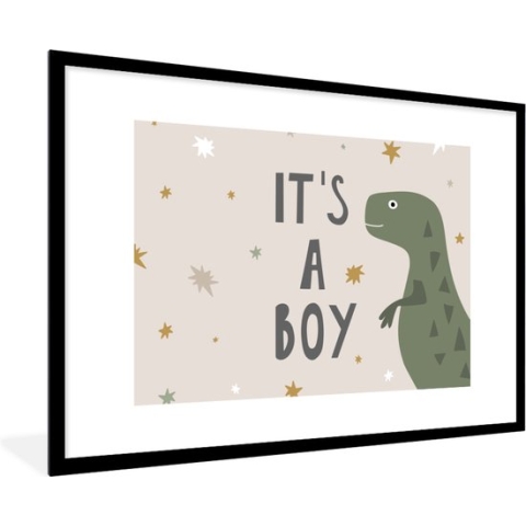 Fotolijst incl. Poster - Spreuken - Quotes - It's a boy - Baby - Kids - Kinderen - 120x80 cm - Posterlijst
