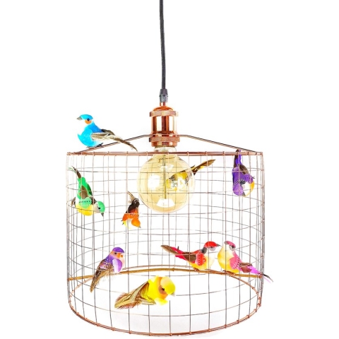 Hanglamp met vogeltjes-Neon-Koper-Kinderkamer-Babykamer-Speelkamer-Ø30cm.