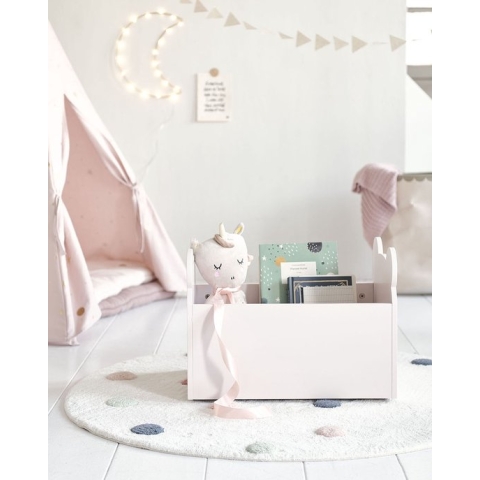 Petite Amélie ® Speelgoedkist Berenoortjes Hout - Roze - Opbergkist met wieltjes - Gemakkelijk te verplaatsen - Veel opbergruimte & Speelgoed snel bij de hand - H.37,5x B.35 x L.50 cm