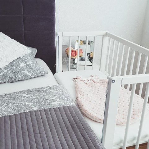 Wieg - Co-sleeper - 2 in 1 - 90 x 40 cm - incl. XL matras 8 cm - massief beukenhout – Fillikid