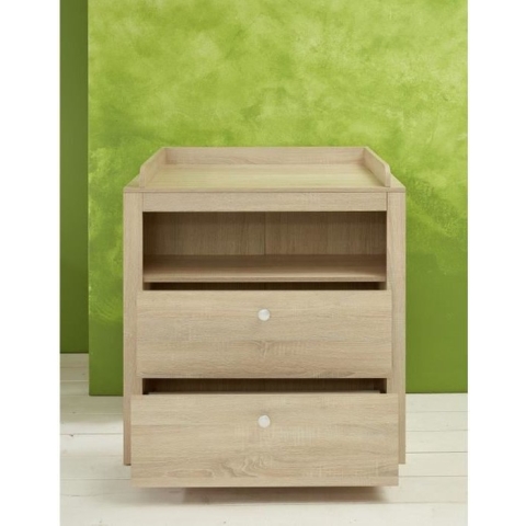Trio babykamer : bed 70 x 140 cm + luiertafel + kleerkast OLIVIA - Eik - TREND TEAM