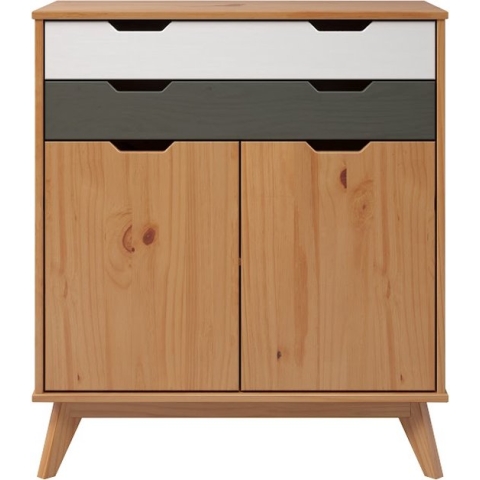 Trendmeubel- Commode Scandik - grenenhout - massief grenen/grijs/wit - 96 x 79 x 40 cm