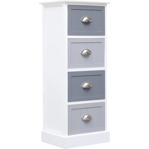 The Living Store Ladekast - Wit en grijs - 35 x 30 x 90 cm - Met 4 lades