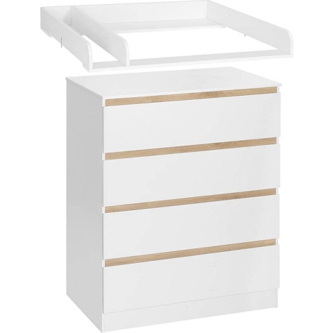 Commode Kast Jerry - Baby - Ladekast - Verzorgingstafel babykamer - Aankleedtafel - Verschoontafel - Wit