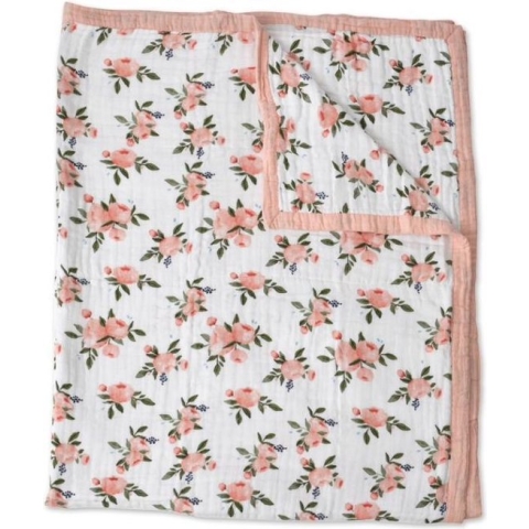 Little Unicorn Baby Deken Watercolor Roses - Katoen - XL