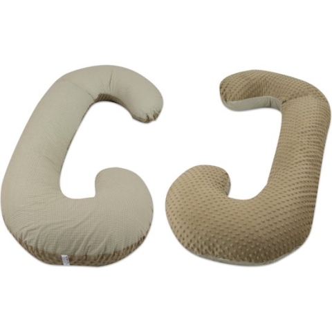 Body pillow - 240 cm - minky dot en ruitjes - cappuccino