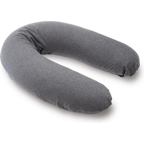 Doomoo Buddy - Voedingskussen - Zwangerschapskussen - Zijslaapkussen met superfijne en extra stille microkorrels - Bio katoen - 180cm - Chine Anthracite