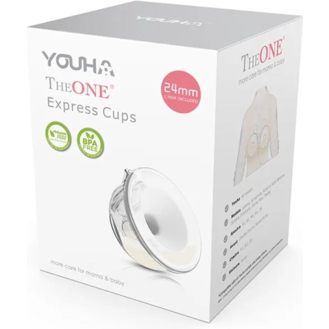 Youha® - The ONE - Express Cups PLUS - handfree kolven - oude kolf ombouwen - compatible met verschillende pompmerken - dubbelzijdig kolven - BPA vrij - 2x 240ML opvangcups - 22mm borstschildverkleiner & 24mm borstschild - Extra ventielen meegeleverd