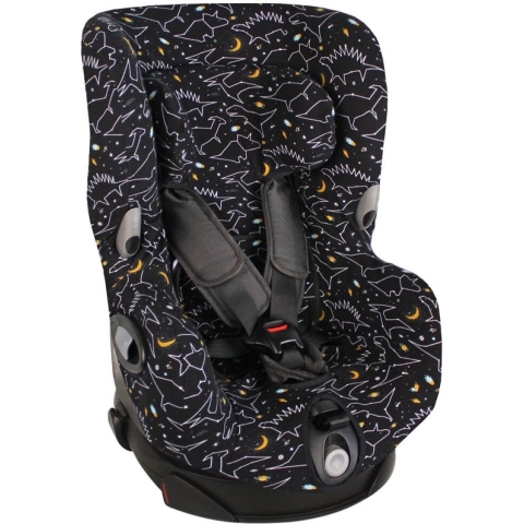 Autostoelhoes Geschikt voor Maxi Cosi Axiss - Maxi Cosi Hoes Groep 0-1 - Zacht Katoen - Perfecte Pasvorm - Zwart - Dino