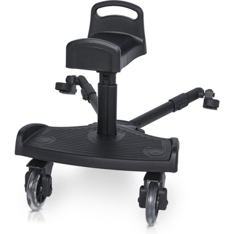 Buggyboard - Meerijdplankje met zitje - Met vering - Universele stevige aansluiting - Zwart