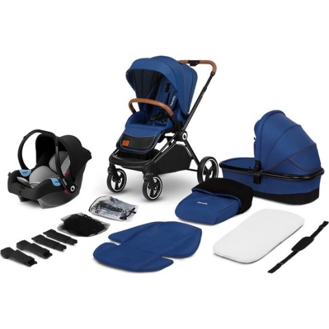Lionelo Mika 3 in 1 - Kinderwagen - Waterdichte dak XXL met UPF 50+ filter - en rijke set accessoires –muggennet, voetenzak, regenhoes, schouderriem en universele adapters voor de wieg en autostoel - Set: wandelwagen, wieg, autostoel