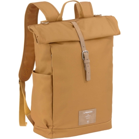 LÄSSIG Luiertas Rolltop Backpack rugzak incl verschoningsmatje - curry