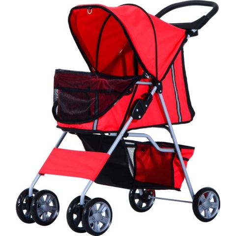 PawHut Hondenwagen hondenbuggy honden pet stroller buggy 4 kleuren 3/4 wielen D00-058RD