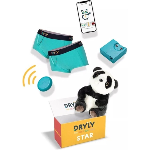 Dryly Plaswekker tegen Bedplassen voor Meisjes - Zindelijkheidstraining incl. App - Zender met Trilfunctie - Star Pakket - Maat 134/140