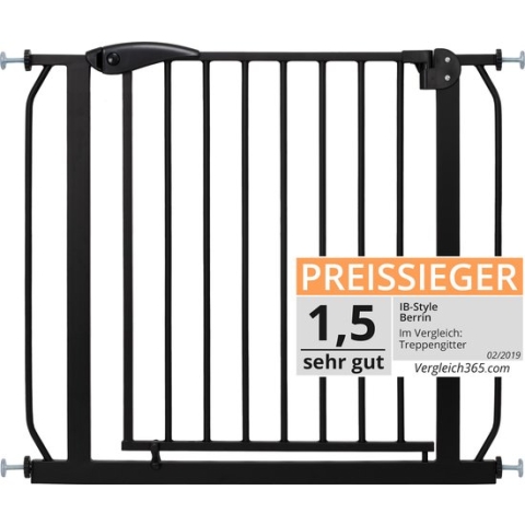 ib style® Berrin XXL Traphekje - EXTRA BREDE DOORGANG - Zonder Boren - Klembevestiging - Auto Close - 90° Stop - 125-135 cm - ZWART