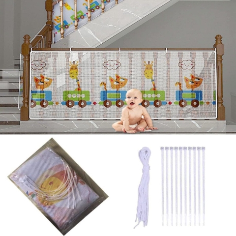 3M veiligheidsnet trappen voor kinderen, dik schattig dierentrapbescherming veiligheidsnet, trapleuningbescherming voor baby's en huisdieren (300 L x 78 H)