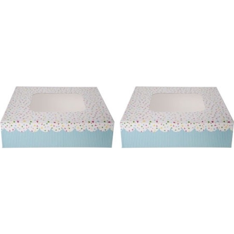 Cake Box S2 Square 16x16cm Dotted