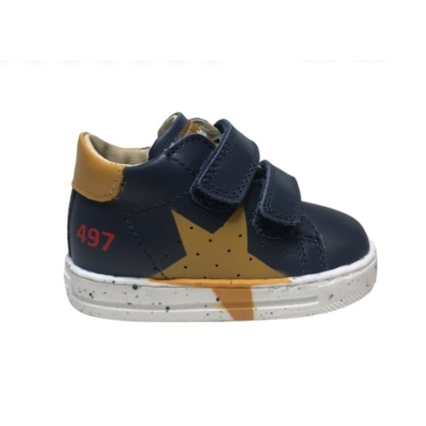 Falcotto velcro's okergele ster lederen sneaker Salazar navy mt 20