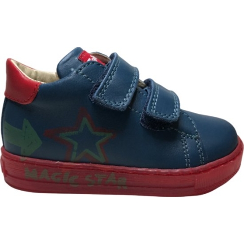 falcotto mt 20 velcro's ster lederen sneakers Flechter dk Turquiose rood