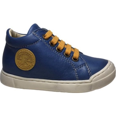 Falcotto veter ronde logo lederen sneakers Alstro blauw oker mt 19