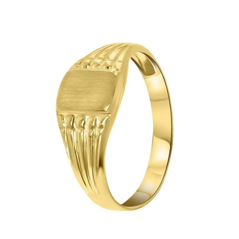 Lucardi Unisex - Kinder ring - Vierkant - Cadeau - 18 Karaat Goud - Geelgoud