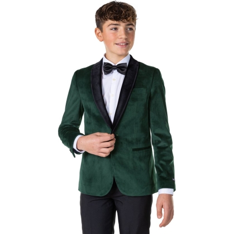 OppoSuits Deluxe Dinner Jacket - Rich Green - Tiener Blazer - Colbert - Groen - Maat 16 Jaar
