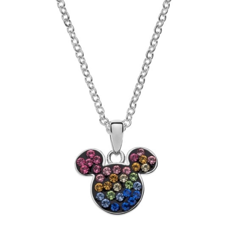 Disney 4-DIS003 Zilveren Ketting Mickey Mouse - Mickey Collier - Disney Sieraden - 35+3+2cm Lengte - Ankerschakel 1,2mm - Hanger 11x14mm -Kristal - 925 Zilver - Multikleuren