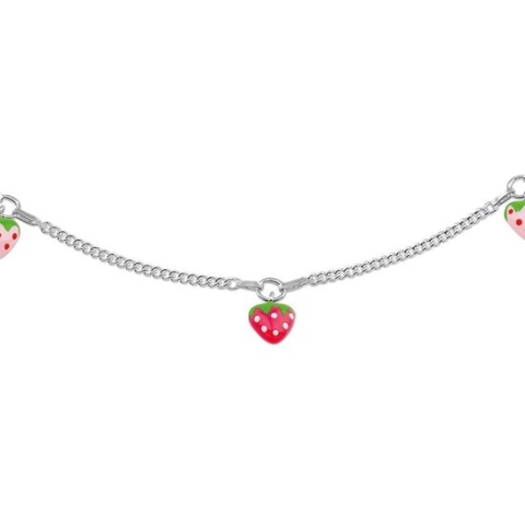 YO&NO - Ketting - Zilver - Gourmet - Aardbei - 1,9mm - 38cm - Kinderen - Gerhodineerd - Zilver 925