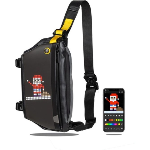 Divoom Pixoo - Schoudertas - Pixoo Slingbag - Aanpasbaar Beeldscherm - met App - Bluetooth 5.0 - Waterdicht - Zwart