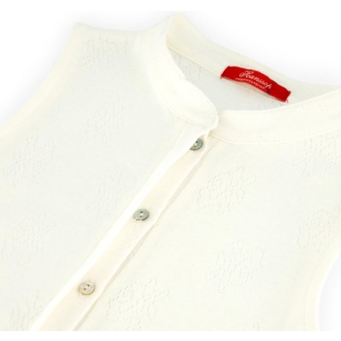 Exclusief Luxueus Kinder nachtkleding van Hanssop, zacht ivoor Hanssop Suit-pyjama, elegant, luxe pure katoen. Hanssop Suit-pyjama, zonder mouwen, luxe vervaardigde blinde knoopsluiting, parelmoer knoopjes. Onderstuk is een korte broek, maat 128