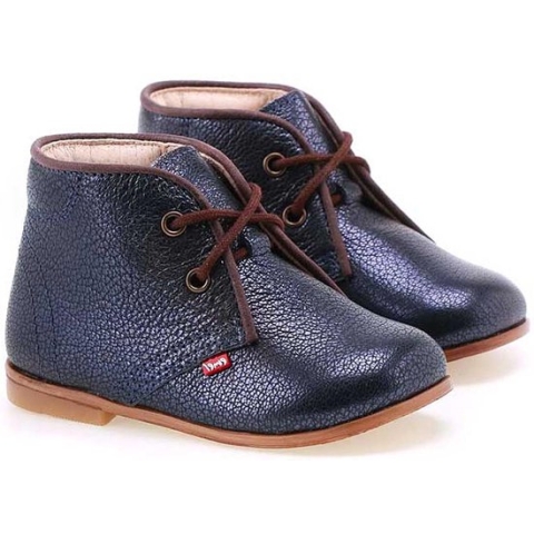 Emel Kinderlaarsjes met Veters - Blauw - Leder - Maat 25 - Veterlaarsjes