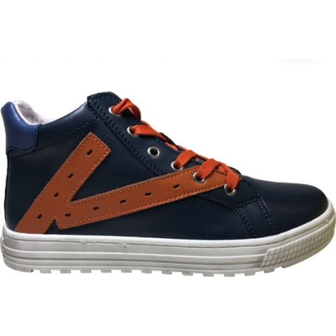 Naturino Snip High - mt 36 - veter rits hoge lederen sneakers - navy orange