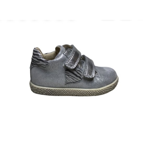 Falcotto Mt 18 velcro's zebra hart lederen sneakers Caryb glitter grijs