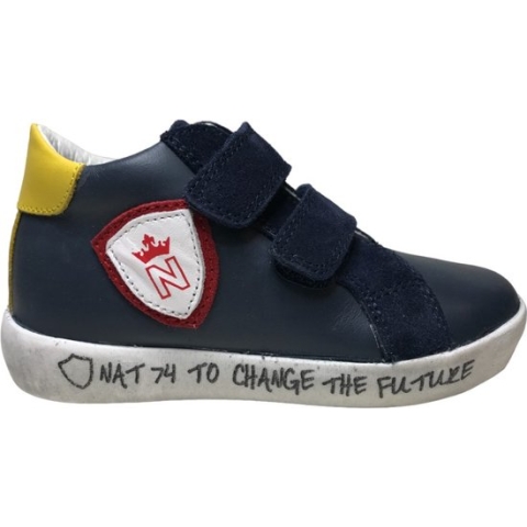 Naturino - Korey - Mt 34 - velcro's wit schildje hoge lederen sneakers - Navy