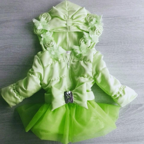 Maat 146 Zomerjas Fel Groen voor baby en kind Jas met tulle en bloemetjes