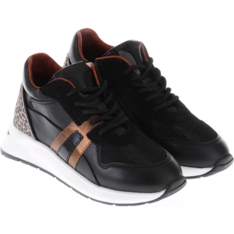 Hip H1588 Lage sneakers - Leren Sneaker - Meisjes - Zwart - Maat 36