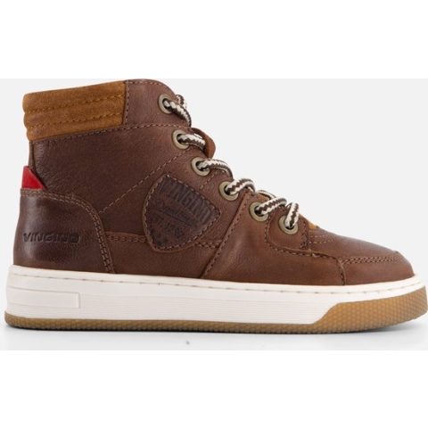 Vingino Sil Mid Hoge sneakers - Leren Sneaker - Jongens,Kids - Bruin - Maat 30