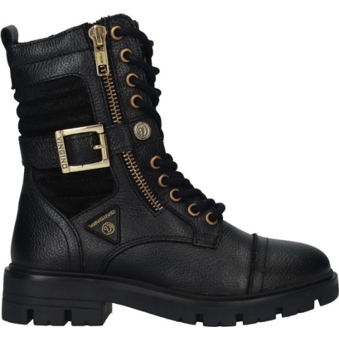 Vingino Britt One Veterboots - Laarzen Met Veters - Meisjes - Zwart - Maat 34