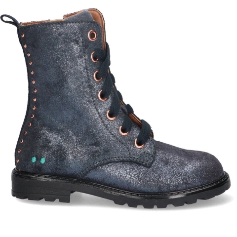 Bunnies JR 223863-920 Meisjes Biker Boots - Blauw - Suède - Veters