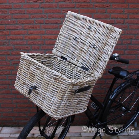 Fietsmand-Met deksel-Bakkersmand-50x40xH30-Riet-Rotan