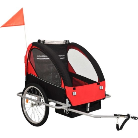 vidaXL-Fietskar-voor-kinderen-en-wandelwagen-2-in-1-zwart-en-rood