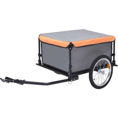 vidaXL-Fietskar-65-kg-grijs-en-oranje