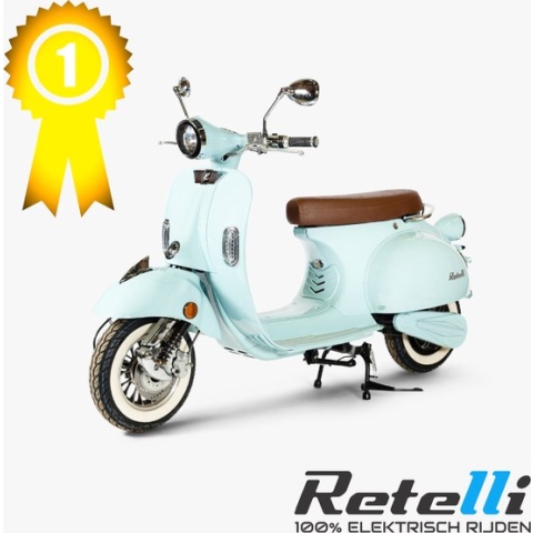 BEST GETEST - elektrische scooter - Retelli Vecchio Classico - blauw - Brom/snor - retro - incl kenteken, tenaamstelling en rijklaar maken