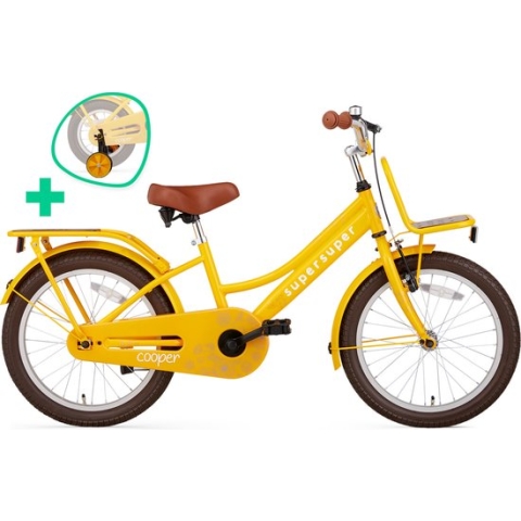 Supersuper Cooper Bamboo - Kinderfiets - Meisjesfiets - 18 inch - Geel